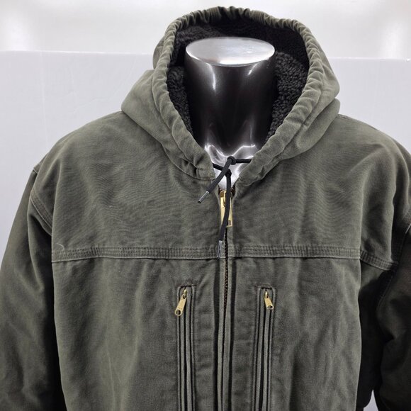 Carhartt Jacket C95 ARG Green Sherpa Lined Coat Duck Canvas Work Chore 2 XL - Picture 3 of 12